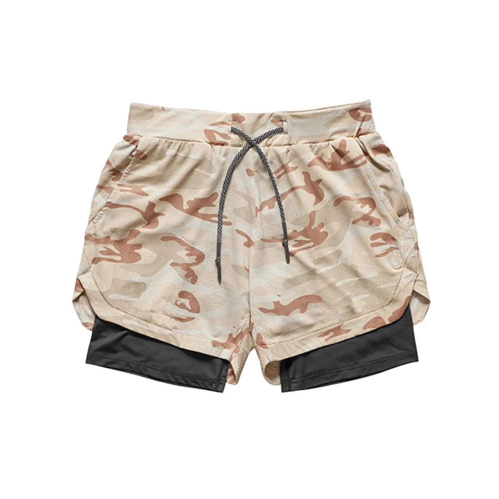 Men's Fitness Training Shorts,Summer Casual Black 2 In 1 Quick Dry Gym Running Shorts Outdoor Slim Quarter Pants