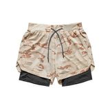 Men's Fitness Training Shorts,Summer Casual Black 2 In 1 Quick Dry Gym Running Shorts Outdoor Slim Quarter Pants