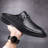Genuine Leather Mules For Men Half Shoes Man Luxury Brand Designer Men's Luxury Casual Shoes Slip On Footwear Slippers Male