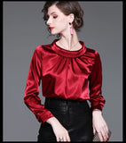 Women blusas long sleeved Slim plus size silk satin shirts office ladies work female Chiffon blouse Elegant blusa feminina