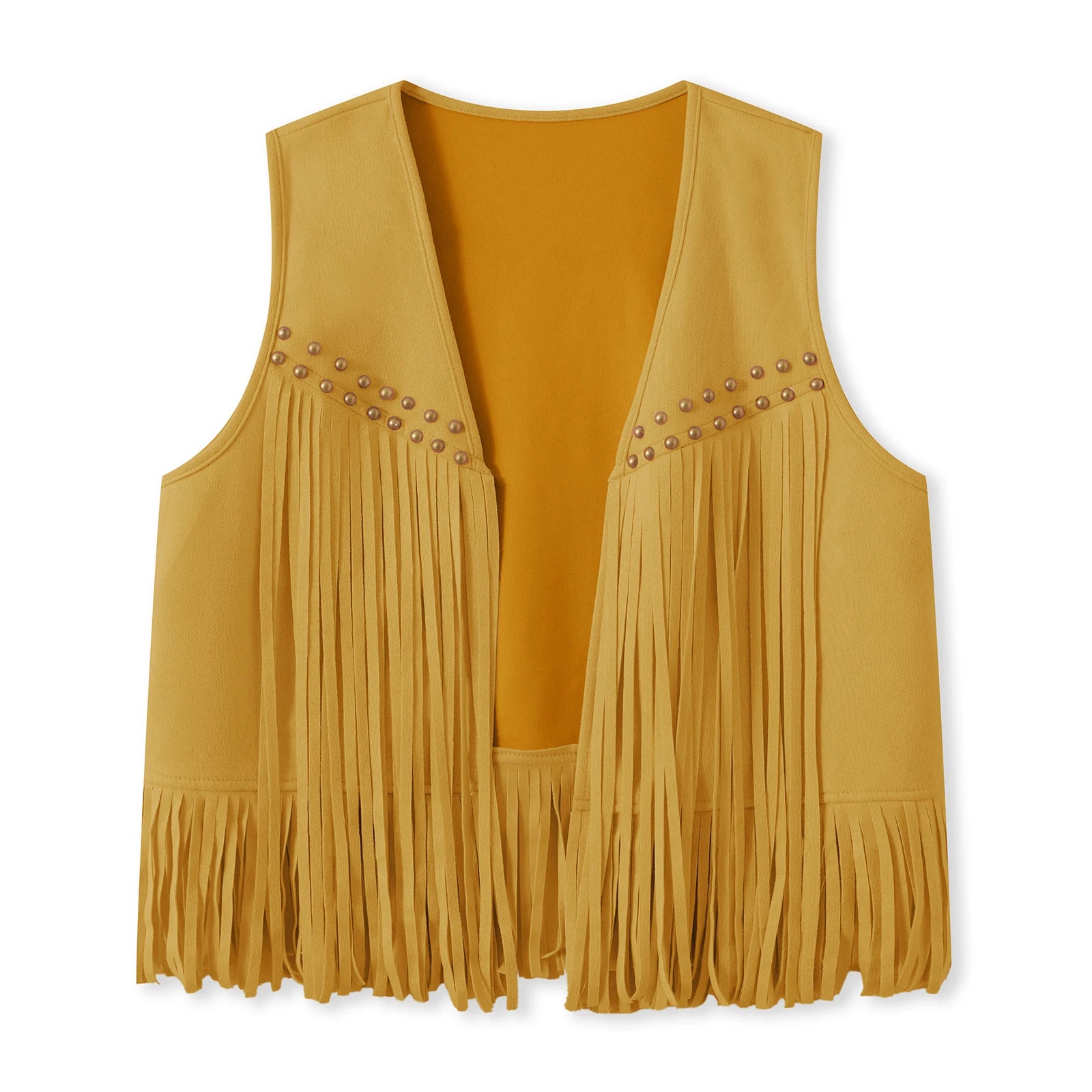 Suede Tassel Vest Women's 70s Hippie Outfit Sleeveless Open Front Vest Western Jacket