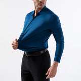 100 KG Non-Iron Four-way stretch Men's Long Sleeve Shirt Silky Foreign Trade Cross-Border Amazon Euro Men's TopS Shirts