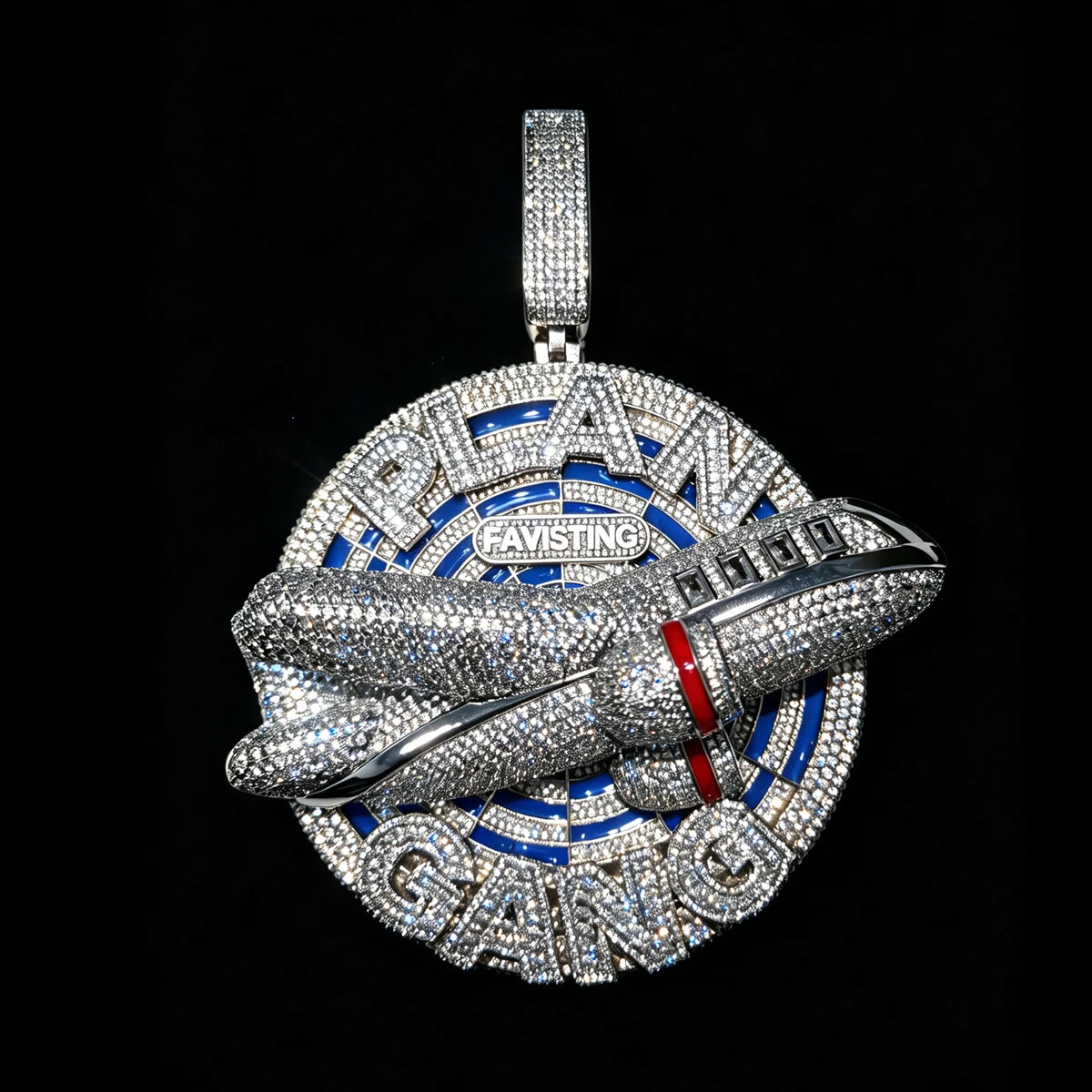 3D Hip Hop Necklace Charm Party Fine Gift Ambition Dream And Brotherhood Within Rap Lifestyle And Daily Wear Occasions Street Rap Jewelry For Men 3D Cross‑Plane Cuban Chain Accessory 18K Gold Plated Iced Out Plan Gang Penda