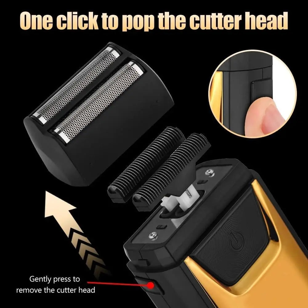 Professional Foil Electric Shaver for Men – Rechargeable, Waterproof, LED Display, Beard Trimmer, USB Charging, Portable Grooming Tool