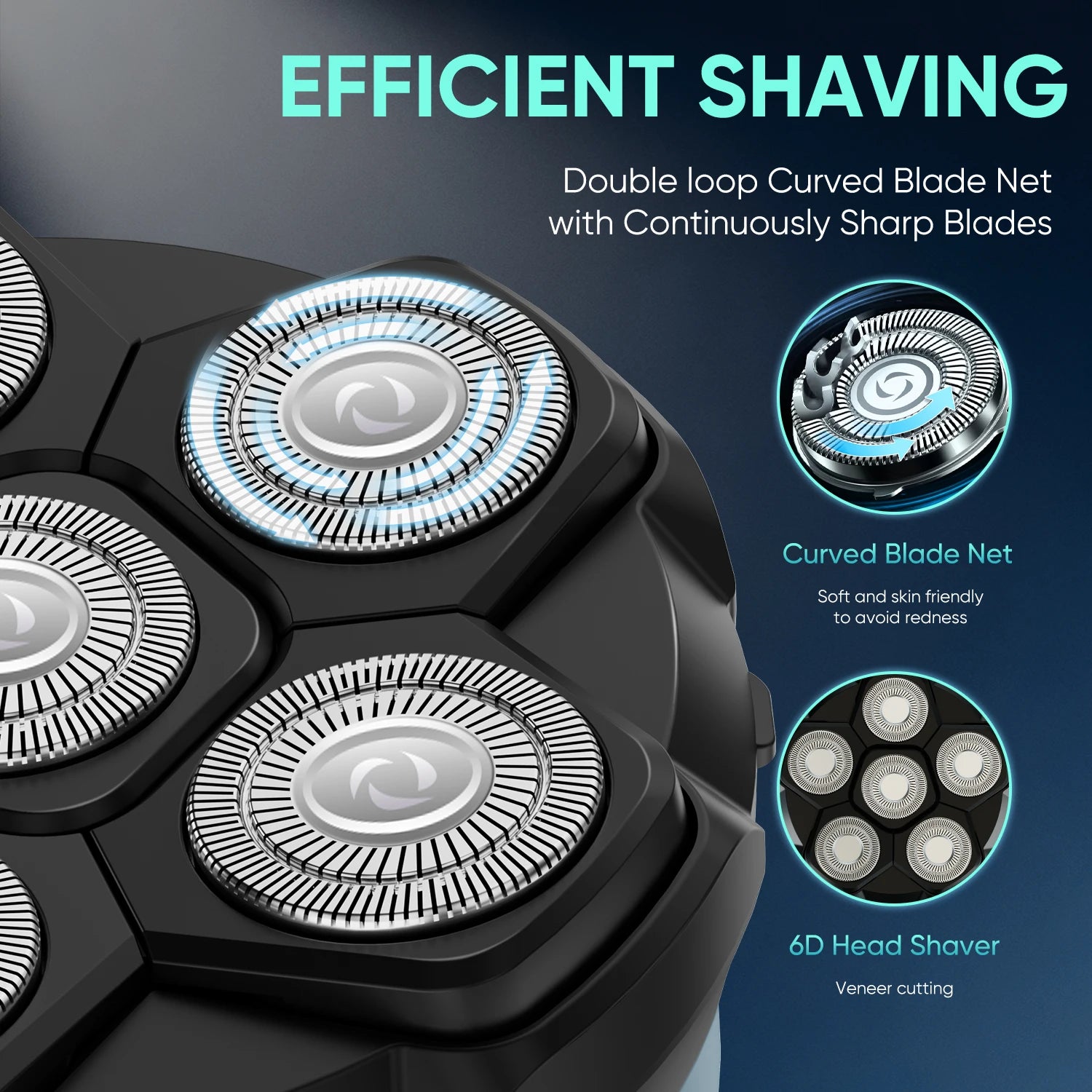 Solimpia Smart Shaver for Men Hair Clippers Electric Razor Magnetic Attraction 6-Blade Home Use Beard Cutter