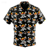 Hawaiian Skull Logo Full Print Collar Men's Flower Shirt Anime Periphery