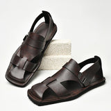 Retro Men's Summer Fashion Hollow Breathable Sandals Comfortable Anti-Slip Wear-Resistant Handmade Roman Style Slippers