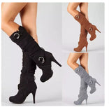 New Fashion Autumn Spring Winter Women Boots Retro Sexy The Knee Long Boots Thin High Heel Boots Platform Women Shoes Plus Size