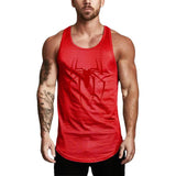 Gym Bodybuilding Summer Absorb Sweat Shirts Mesh Breathable Quick Dry Sleeveless Vests Mens Workout Fitness Red Spider Tank Tops