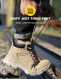 Men's & Women's Brown High-top PU Water Repellent Lightweight Anti-smash Anti-puncture Comfortable Wear Resistant Industrial Construction Work Safety Boots