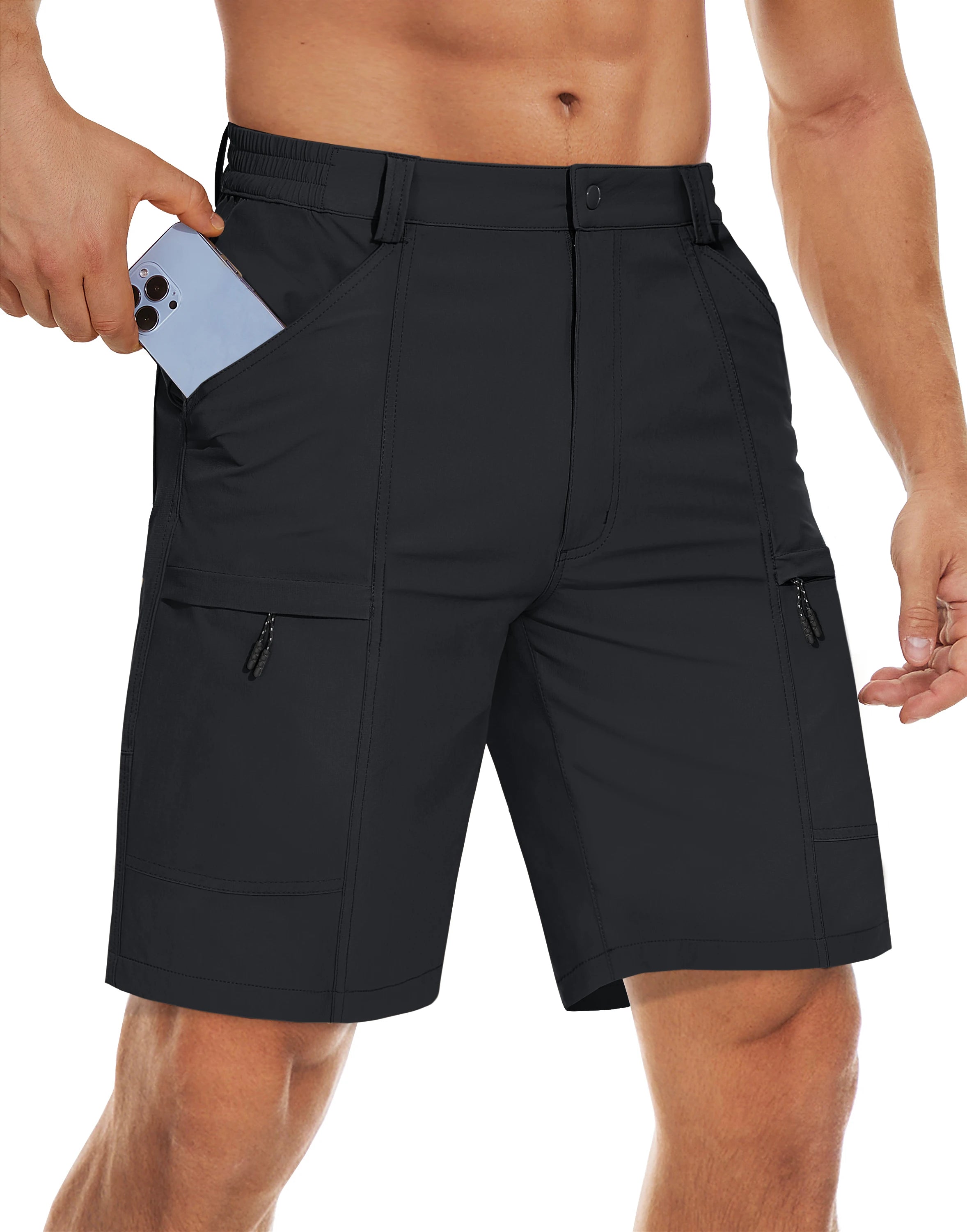 Men's Waterproof Cargo Shorts Summer Quick Dry Hiking Shorts Outdoor Multi-pockets Camping Training Work Shorts Man