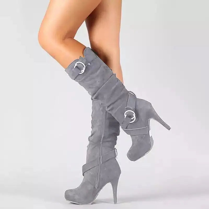 New Fashion Autumn Spring Winter Women Boots Retro Sexy The Knee Long Boots Thin High Heel Boots Platform Women Shoes Plus Size