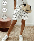 Women's Summer Vintage Modest Linen Casual Drawstring Rolled Hem Shorts,Elastic Waist Textured Fabric Khaki Loose Trousers For Vacation