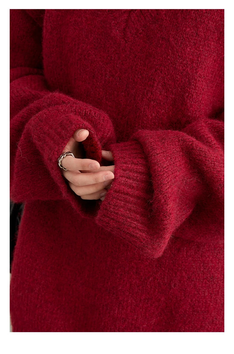 CHIC VEN Women Sweaters Solid Loose Pullovers New V-neck Knitwear Knitted Jumpers Female Top Fashion Woman Autumn Winter 2024