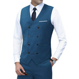 New Brand Dress Vests for Men Casual Slim Fit Mens Suit Vest Double Breasted Waistcoat Gilet Homme Formal Business Jacket