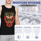 Men's Cool Dragon Head Tank Top, Y2K Grunge Aesthetic Black Sleeveless Shirt, Edgy Flame Monster Graphic Gym Vest, Summer Casual Muscle Tee