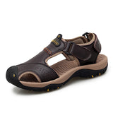 Summer Sandals Leather Outdoor Men's Beach Shoes Luxury Breathable Casual Sandal Man Wading Shoes Non-slip Wide lining Slippers