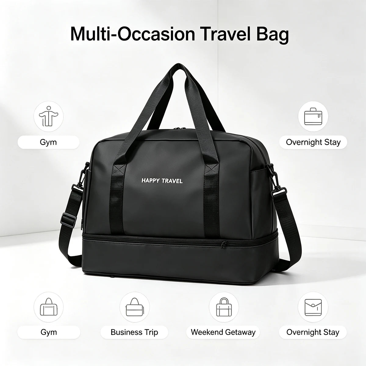 Large Gym Bag for Women Men Duffle Bag With Wet Dry Separation | Shoe Compartment,Large Capacity, Ideal for Yoga Traveling Weekend Dance Fitness Gym Sports Ideal for Travel, Gym, Sports, Duffel, Weekender
