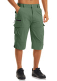 Men's Cargo Work Shorts Quick Dry 3/4 Length Capri Pants Multi-pockets Knee Length Trousers Summer Board Beach Shorts