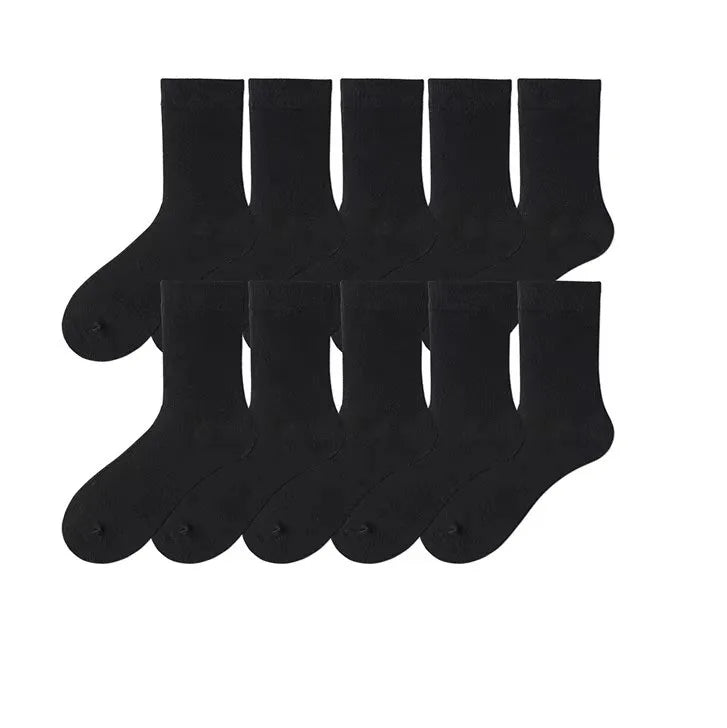 10-40Pairs Woman Men'S Classic Formal Mid-Calf Socks 100% Breathable Cotton Solid Black White Perfect For Business Casual Wear