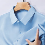 Men's Business Casual Long Sleeve Shirt Solid Color Wrinkle Resistant Comfortable All-Season Versatile Top