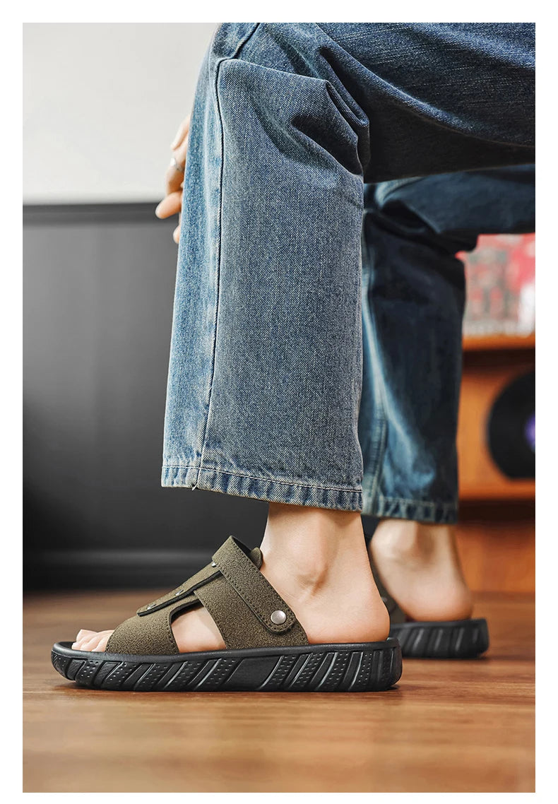 Brand Classic Mens Sandals Summer Genuine Leather Sandals Men Outdoor Casual Lightweight Sandal Fashion Men Sneakers