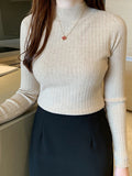 2026 New Autumn Winter Knitted Ribbed Jumper Tops Women Turtleneck Pullovers Sweaters Long Sleeve Korean Slim-fit Female Sweater