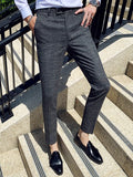 Boutique Classic Plaid and Striped Fashion Men's Casual Business Slim Suit Pants Groom Wedding Dress Trousers Party