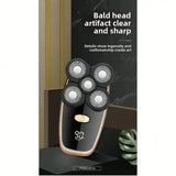 Five-Knife-Headed Bald Artifact, Full-Body Water-Washed Electric Razor, Self-Scraping To Remove Hand Residues, Quick Shaving Without Stubble, For Men