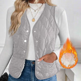 Women's Warm Vest Lightweight Slim Short Single-Breasted Cold-Proof Vests Winter Outdoor Sports Hiking Vests with Pockets