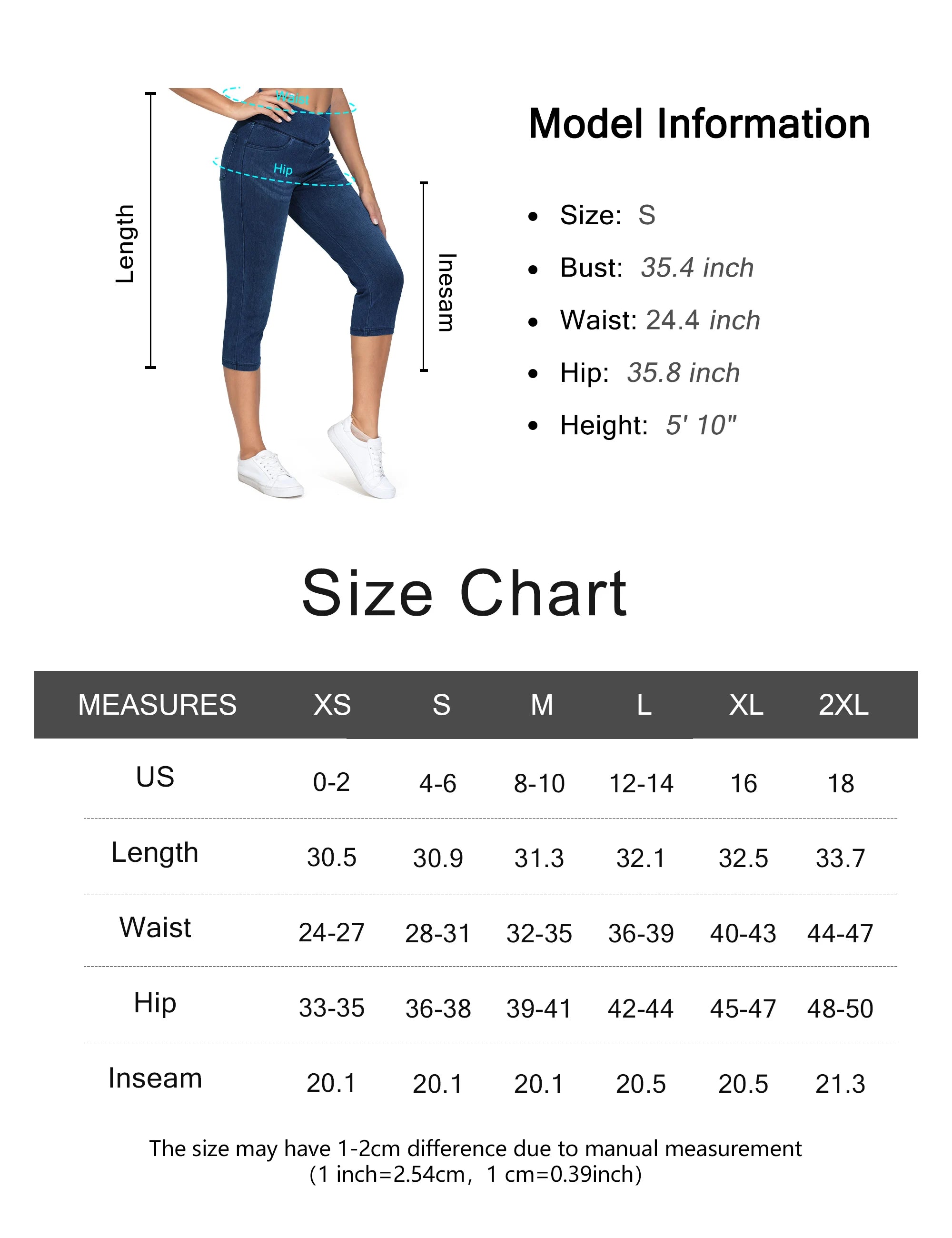 THE GYM PEOPLE Women's Cross Waisted Stretchy Capri Denim Jeggings Tummy Control Skinny Jean Leggings with Pockets