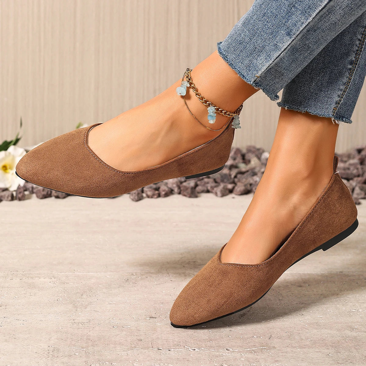 New Style Pointed Toe Shallow Mouth Breathable Bow Decoration Fashionable and Elegant Casual Flat Shoes for Women Zapatos Mujer
