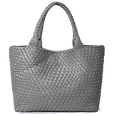 Woven Tote Bag Womens Purse Vegan Leather Shoulder Handbags - Fashion Summer Beach Tote Bags - Large Travel Totes