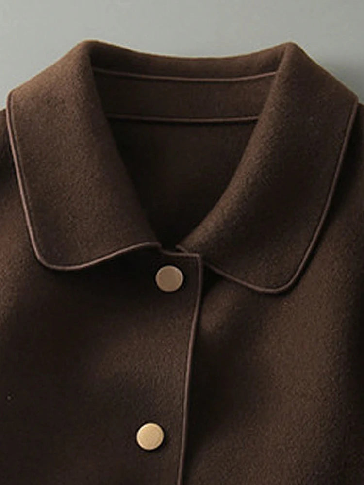 Classic Solid Short Woolen Coats for Woman Autumn Winter Warm Woman Clothing Button Up Female Coat Outfits New In Outerwears