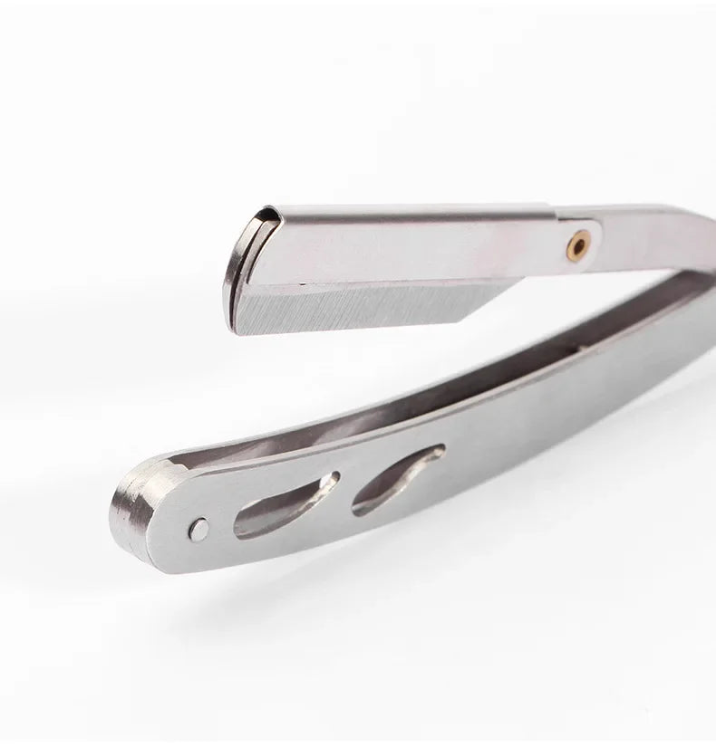 Stainless Steel Razor Holder Golden Men's Manual Folding Straight Edge Shaver Barber Shop Beard Trimmer With Shaving Blade Y1003