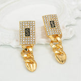 GZJPEI 4 Pcs/set 2026 Fashion Jewelry Set Cuba Chain Necklace Earring Bracelet Square Ring Luxury Zircon Jewelry For Women Gifts