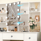Teousev 7 Drawers Vanity Dressing Table with 10 Dimmable LED Lights, Large HD Mirror Modern Makeup Desk with Ample Storage