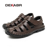 DEKABR Casual Shoes Men Sandals Real Leather Outdoor Mens Summer Sandals Fashion Comfortable Soft Sandals Plus Size 38-48