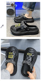 Mens Sandals Summer 2025 New Sports Wearable Durable Beach Clog Shoes Breathable Slip-On Casual Footwear Synthetic Leather