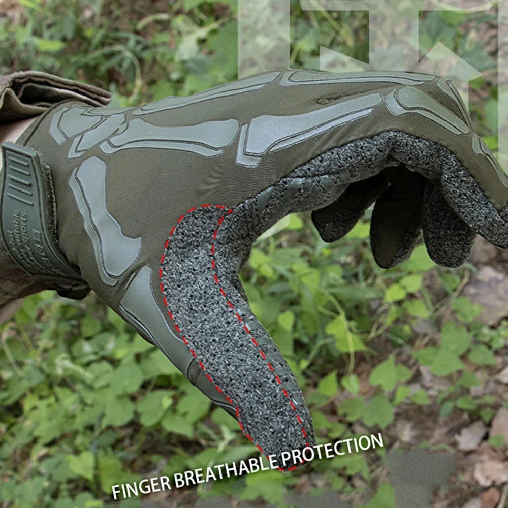 Men and Women Touchscreen Motorcycle Gloves Ice Silk Breathable Non-Slip Skeleton Full-Finger Tactical Gloves