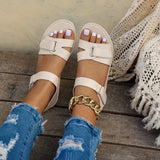 2026 Women Summer Flat Sandals Fashion Metal Buckle Strap Zapatos De Muje Brand Open Toe Casual Beach Roman Shoes for Ladies