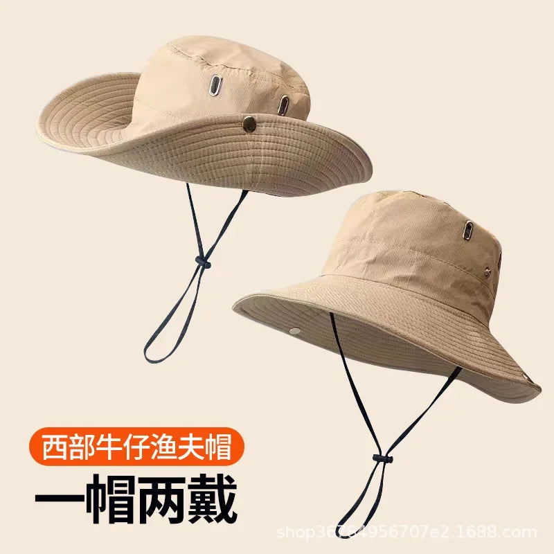 Women's Hiking Bucket Hat, Outdoor Wide brim Fishing Hat, Trekking Sun Hat, Western Big Head Circumference Cowboy Hat for Men