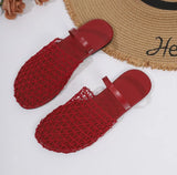 Summer Mesh Sandals Women Casual Ballet Flats Hollow Out Beach Shoes Woman Loafers Summer Closed Toe Mules Sandalias Mujer