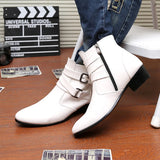 Hot Sale Luxury Chelsea Boots Men Pointed -toe Mens White Boots Black British Style High-heel Men Dress Boots Design Ankle Boot