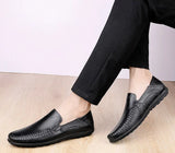 CLOHOO Men's Business Casual Shoes Leather Stitching Comfortable Breathable Rubber Bottom Second Layer Cowhide