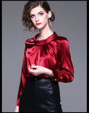 Women blusas long sleeved Slim plus size silk satin shirts office ladies work female Chiffon blouse Elegant blusa feminina