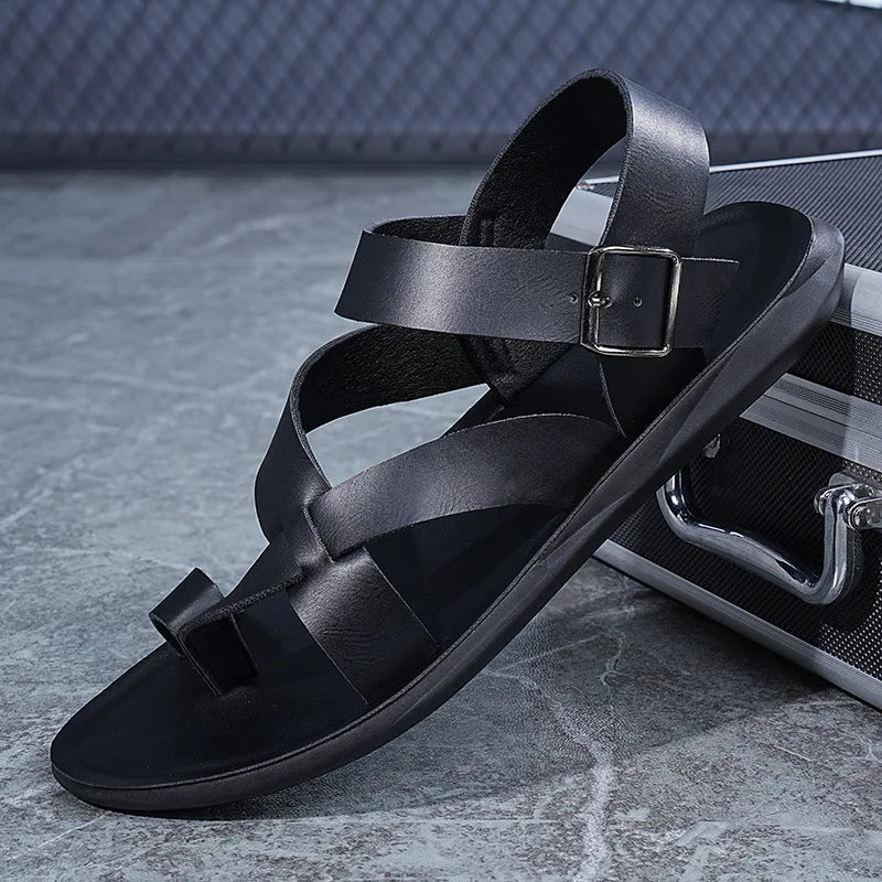 Summer Men Rome Genuine Leather Roman Sandals Gladiator 2024 Sandalias Romanas Hombre Flat Sandles Dropshipping