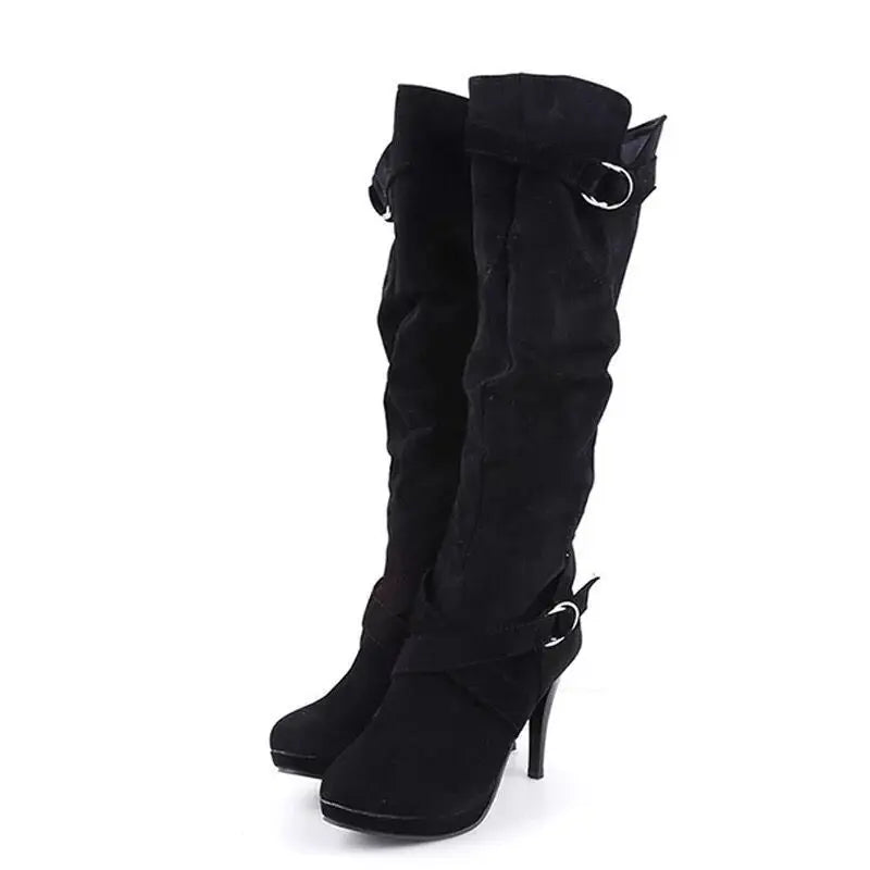 New Fashion Autumn Spring Winter Women Boots Retro Sexy The Knee Long Boots Thin High Heel Boots Platform Women Shoes Plus Size
