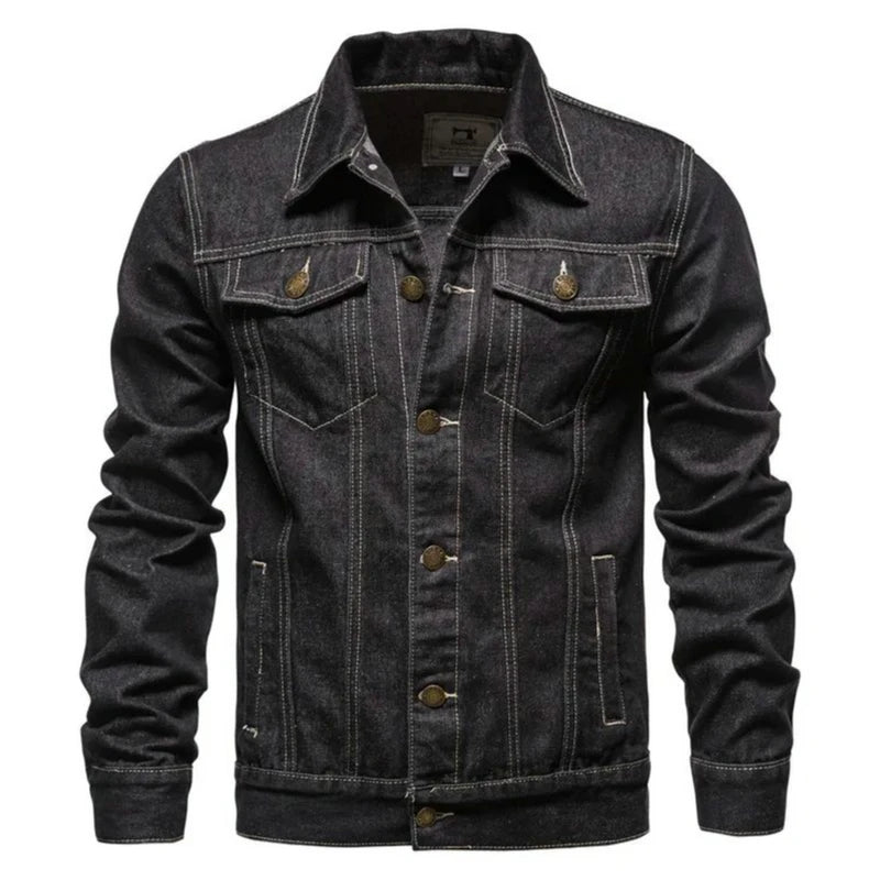 2026 New Autumn Men's Casual Workwear Jeans Jacket Loose Casual Versatile Youthful Male Solid Color Tops Dnim Mens Outwear