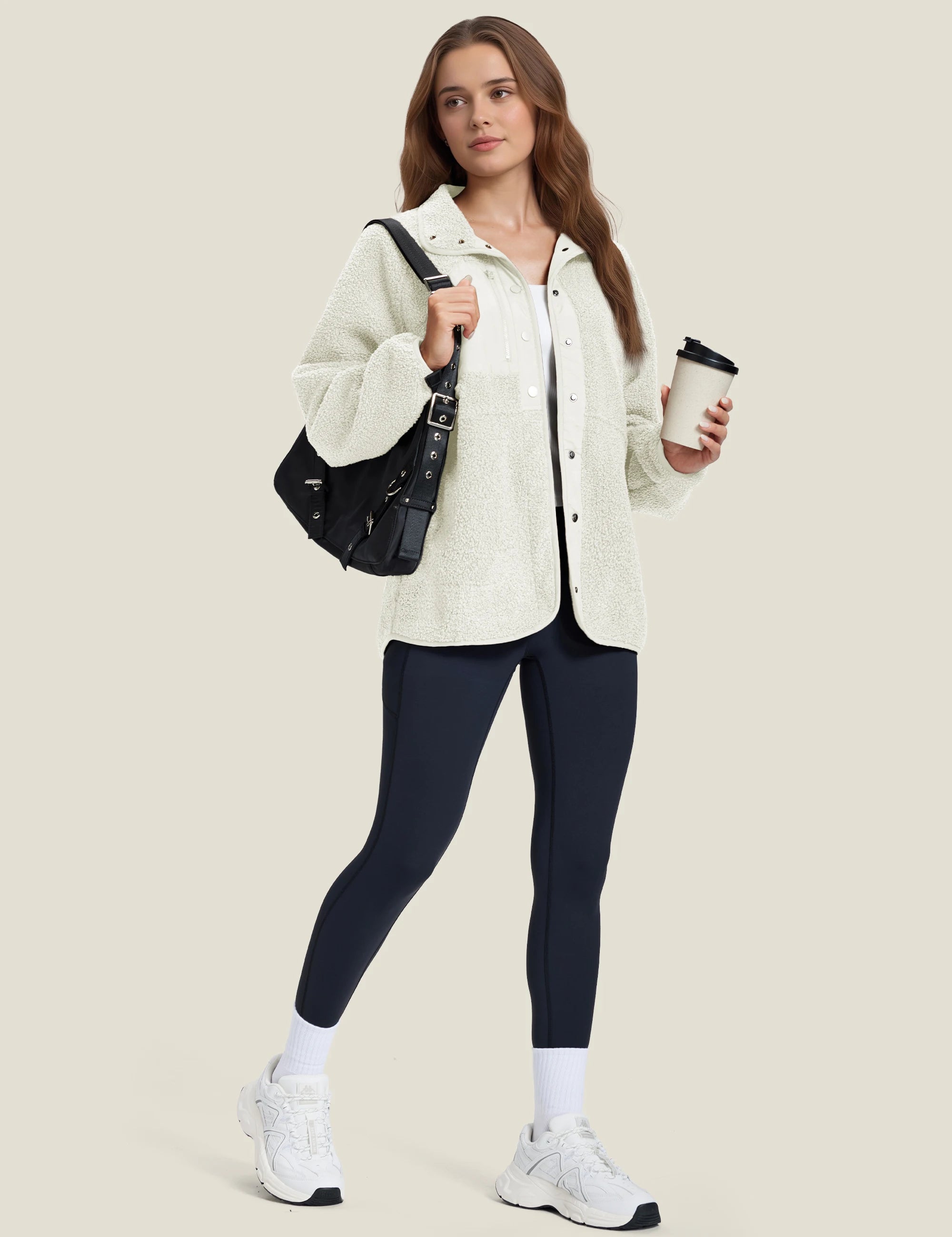 TACVASEN Fuzzy Button Down Sherpa Fleece Jacket Women's Winter Warm Coat Casual Outwear Jacket with Pockets Streetwear Outwear
